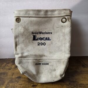 Iron Workers Local 290 Heavy Canvas Bolt Bag Tool Pouch Union Made USA Fabric